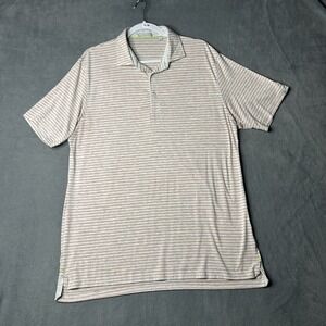 Tasc Modal Blend Polo Shirt Men's Size Large Orange Striped Short Sleeve Golf